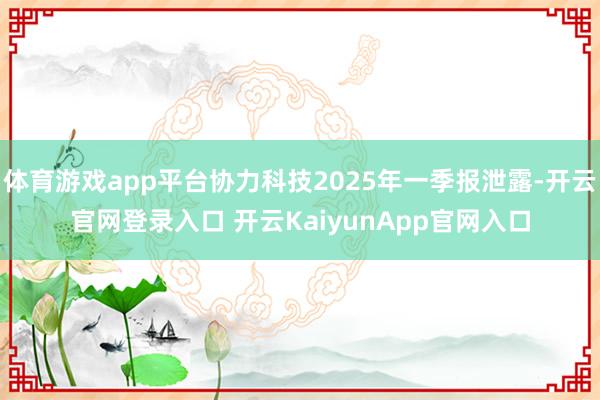 体育游戏app平台协力科技2025年一季报泄露-开云官网登录