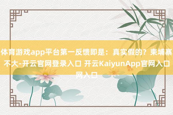体育游戏app平台第一反馈即是：真实假的？柬埔寨不大-开云官